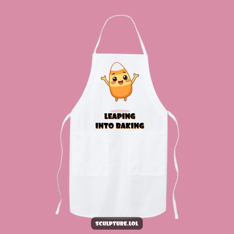 Funny Candy Corn Apron - Happy Leaping Character for Kitchen Fun