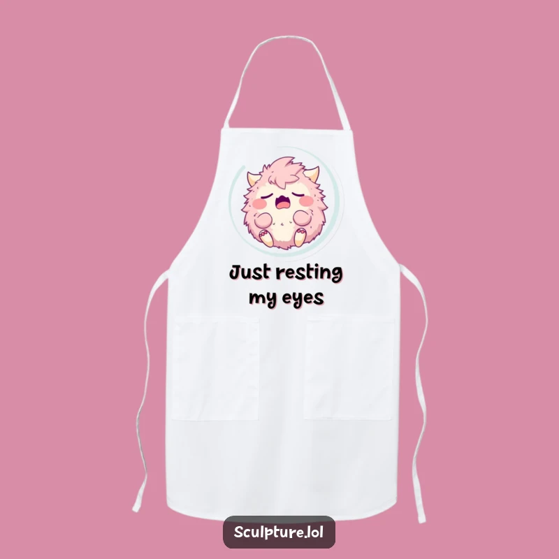 Funny Sleepy Monster Yawning Apron - Cook with Comfy Humor!