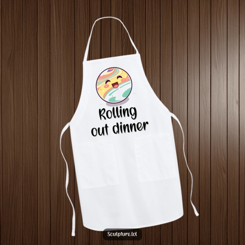 Funny Apron: A delighted marble character rolling downhill, perfect for a playful kitchen.