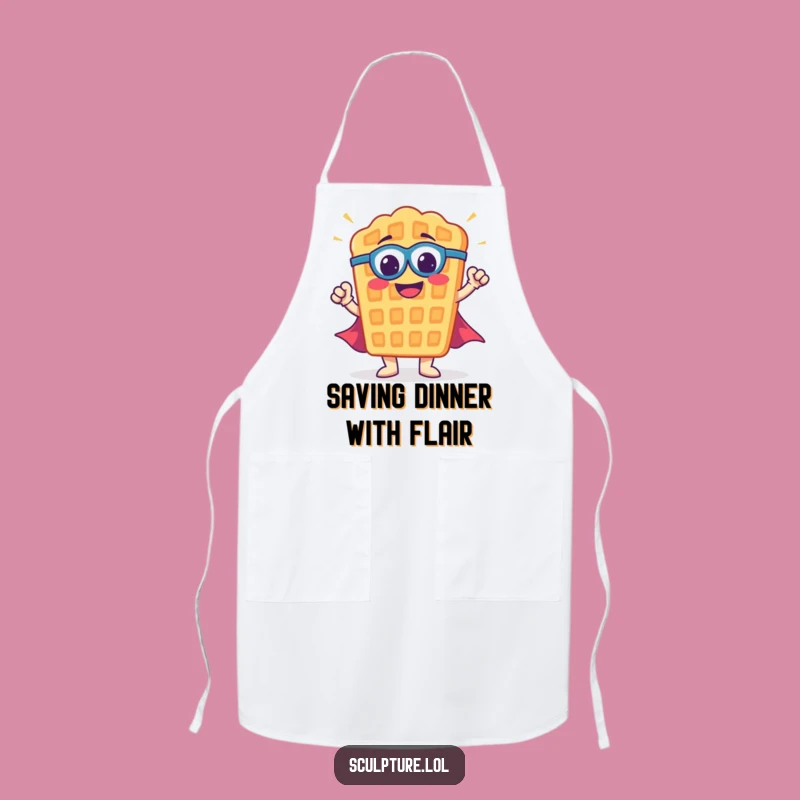 Funny Waffle Superhero Apron: Cook with Courage, Whimsical Funny Gift!