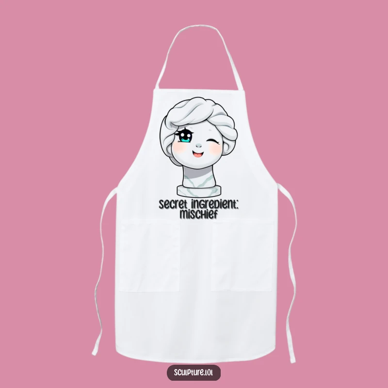 Funny Winking Statue Apron: Cook with Charm and Humor in This Marble Art Kitchen Accessory