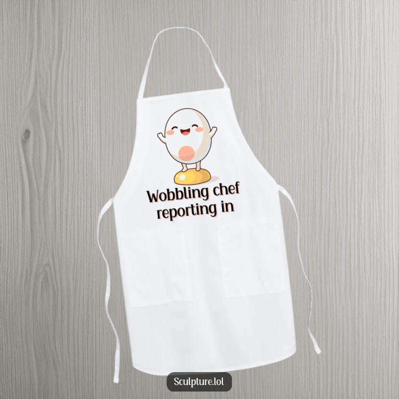 Funny apron featuring a playful abstract character in a silly, happy wobble, ready to add humor to any cooking task.