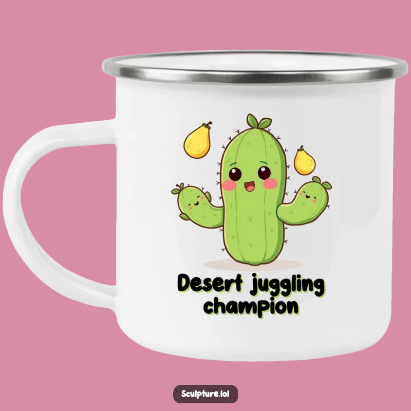 Funny Cactus Juggling Camping Mug: Cheerful Desert Companion, Fantastic Funny Gift