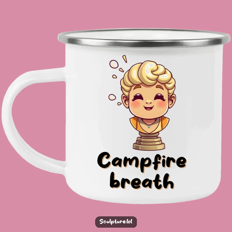 Funny Bronze Bust Camping Mug: Cheerful Air Puffs for Your Outdoor Adventures