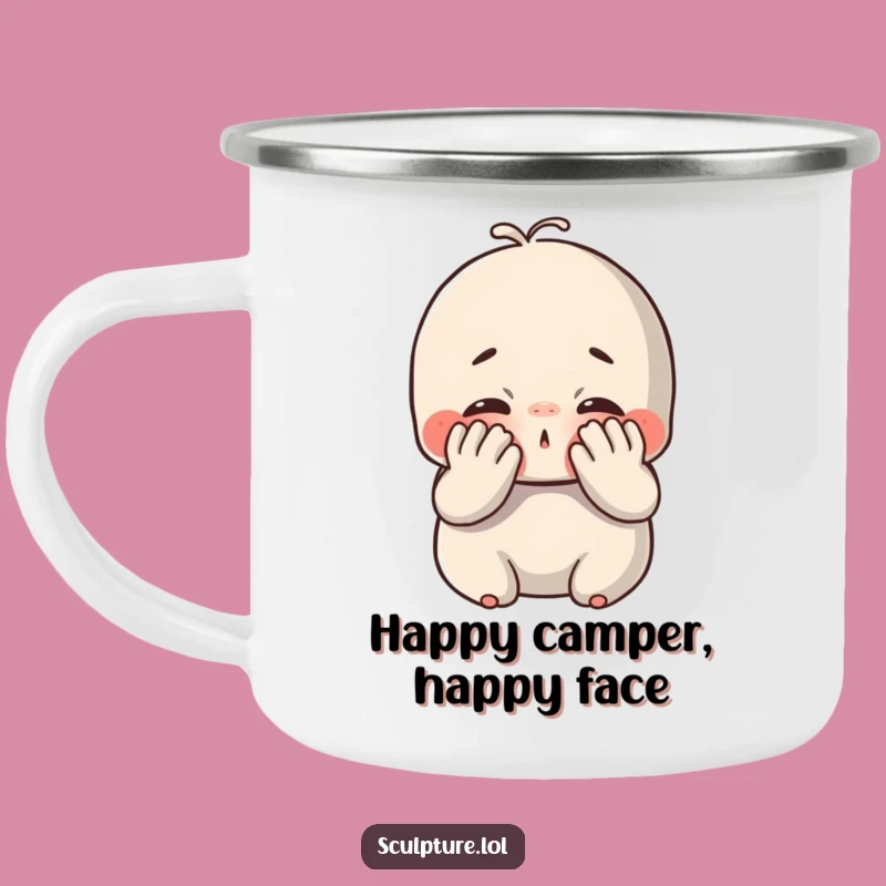 Funny Chubby Clay Camping Mug: Happy Outdoorsy Smush, Ideal Funny Gift