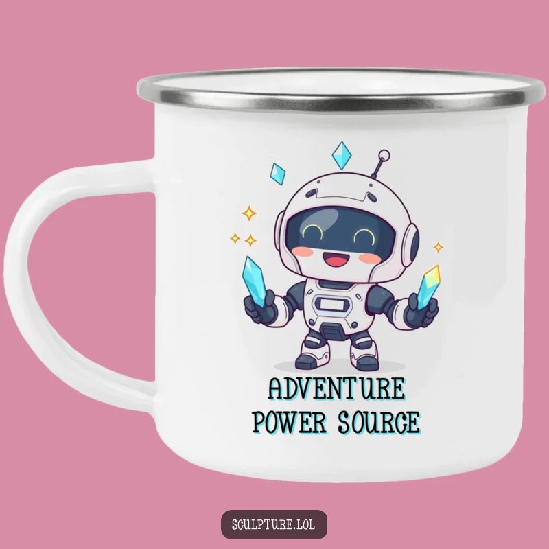 Funny Robot Crystal Camping Mug: Adventure Fuel, Perfect Gift!