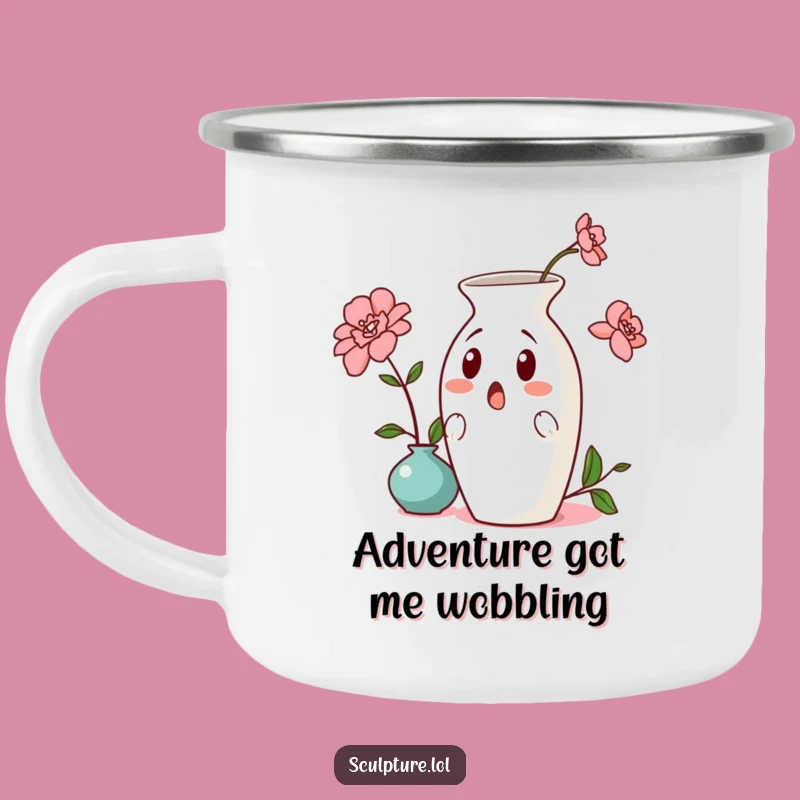 Funny Surprised Vase Camping Mug: Enjoy Your Brews with This Precarious Ceramic Adventure Mug