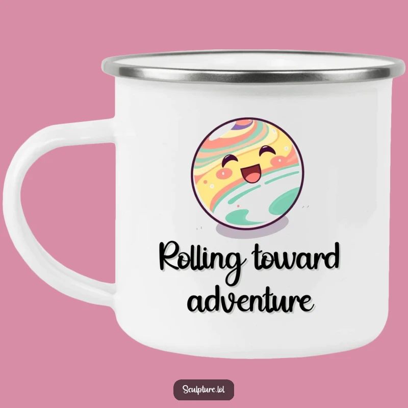 Funny Rolling Marble Camping Mug: Adventure Rolls with Fun, Ideal Funny Gift!
