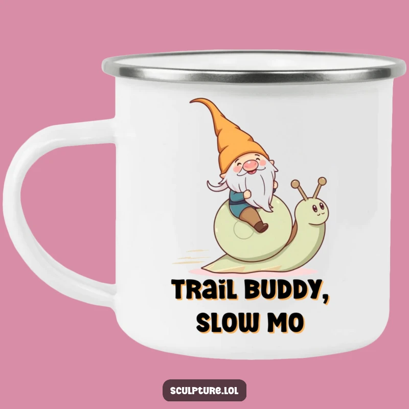 Funny Gnome Snail Camping Mug: Adventure Fuel, Perfect Outdoor Gift!