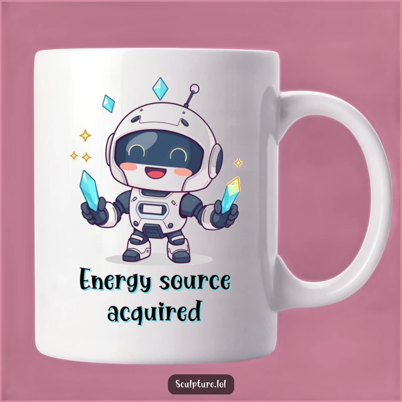 Funny Robot Crystal Juggling Mug: Whimsical Sci-Fi Art, Perfect Gift!