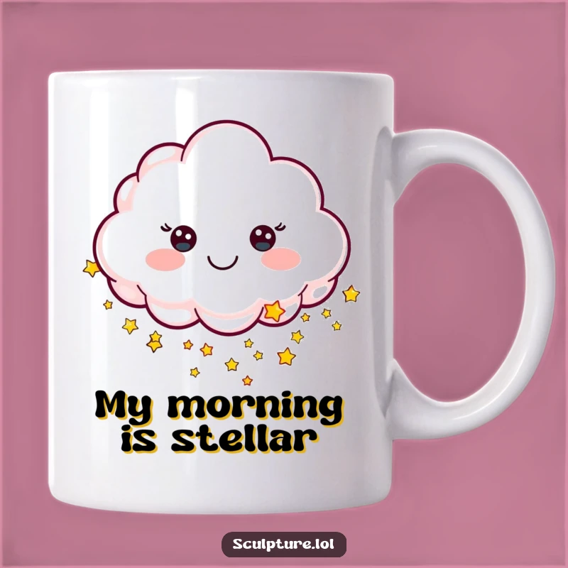 Funny Cheerful Cloud Mug, Sprinkle Your Day with Stars