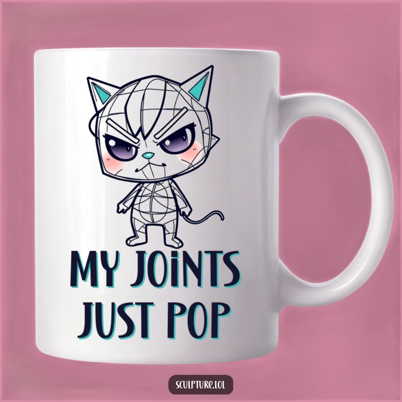 Funny Wireframe Character Mug: A Mischievous Oddball Contortionist's Perfect Gift