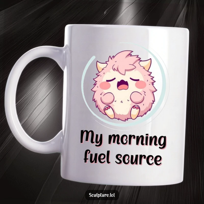 Funny sleepy fluffy monster yawning while floating in a bubble, expressing pure exhaustion. A perfect gift for nap lovers.