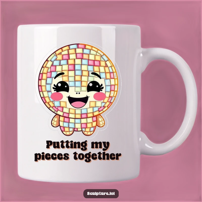 Funny Grinning Mosaic Mug, Brighten Your Day with Tile Humor