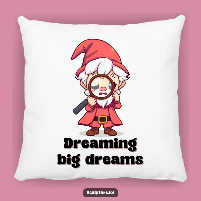 Funny Tiny Wizard Magnifying Pillow: Cozy Curiosity Comfort Gift