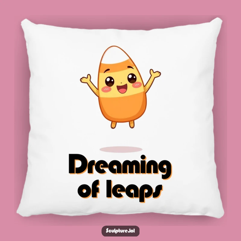 Funny Candy Corn Pillow - Happy Leaping Character Cushion for Cozy Fun