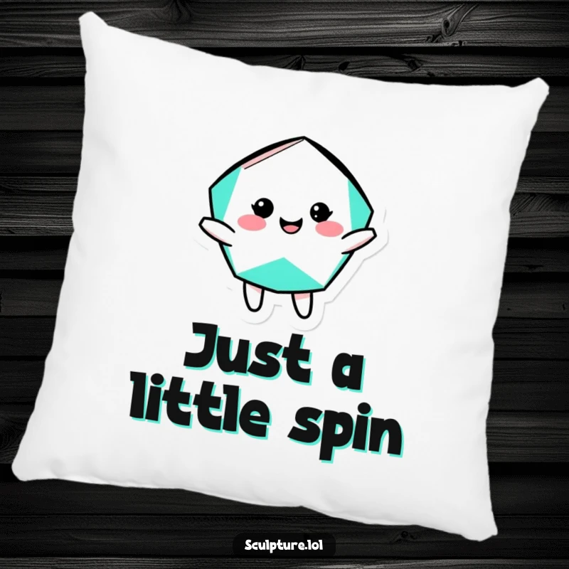 Funny geometric shape pillow featuring a cheerful character in a silly rotation, offering comfort and a playful aesthetic.