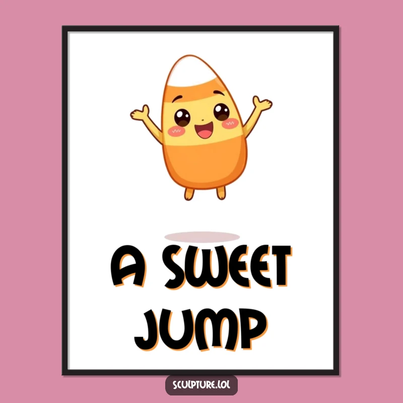 Funny Candy Corn Digital Art - Leaping Character Print for Festive Decor