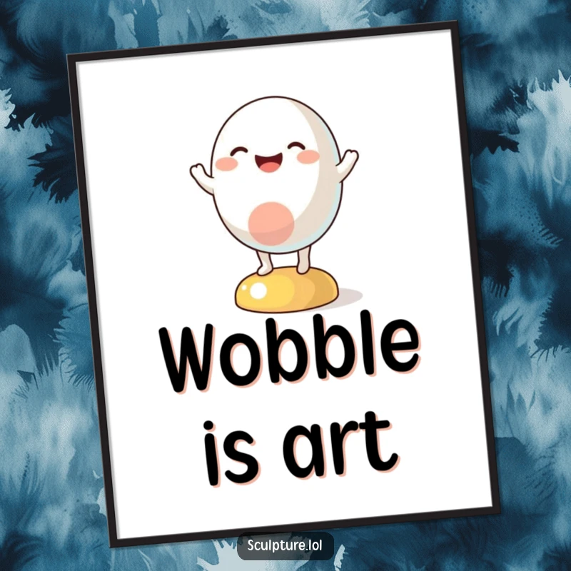 Funny digital art print of a vibrant abstract character in a joyful, comical wobble, perfect for instant download and display.