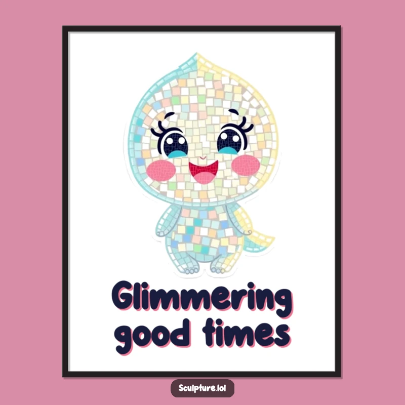 Funny Joyful Mosaic Character Digital Print - Instant Sparkle, Perfect Gift