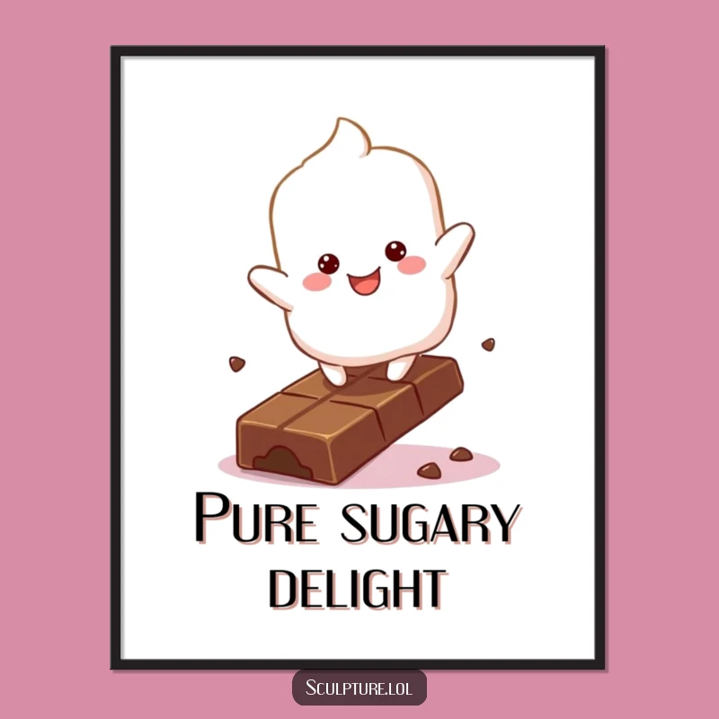 Funny Marshmallow Chocolate Digital Art: Sweet Bouncing Design, Decor Gift