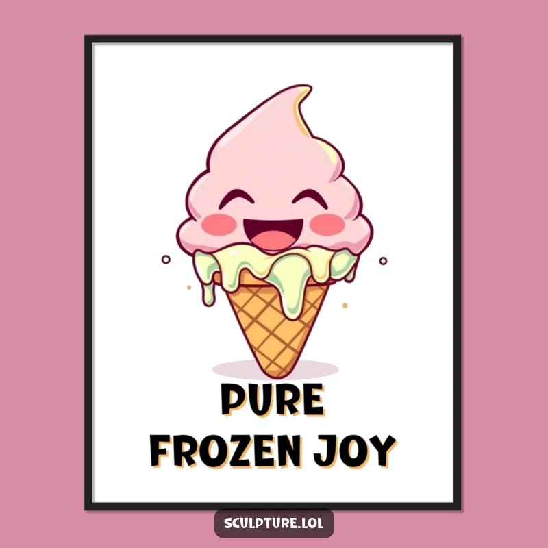 Funny Melting Ice Cream Digital Art Print: Joyful Wall Decor