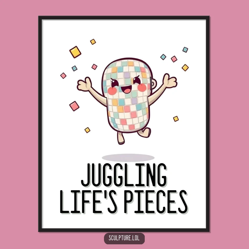 Funny Mosaic Tile Juggler Digital Art - Instant Artistic Decor!