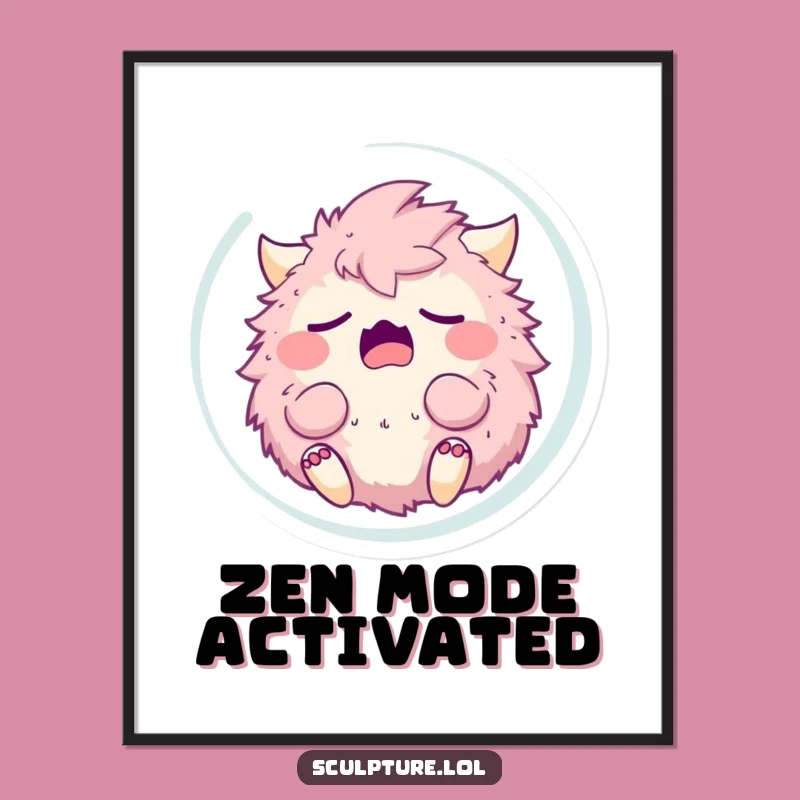 Funny Sleepy Monster Yawning Bubble Art Print - Instant Humor Decor!