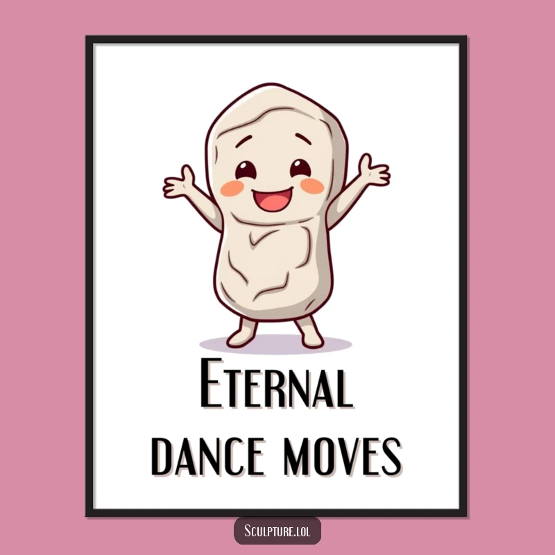 Funny Stone Figure Digital Art: Dancing Character Full of Joy