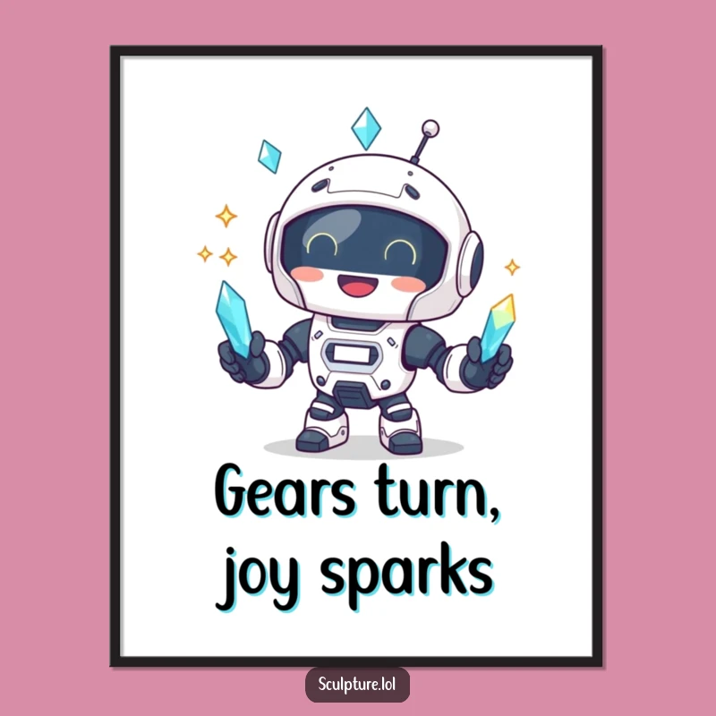 Funny Robot Crystal Digital Art: Instant Sparkle, Perfect Decor Gift!