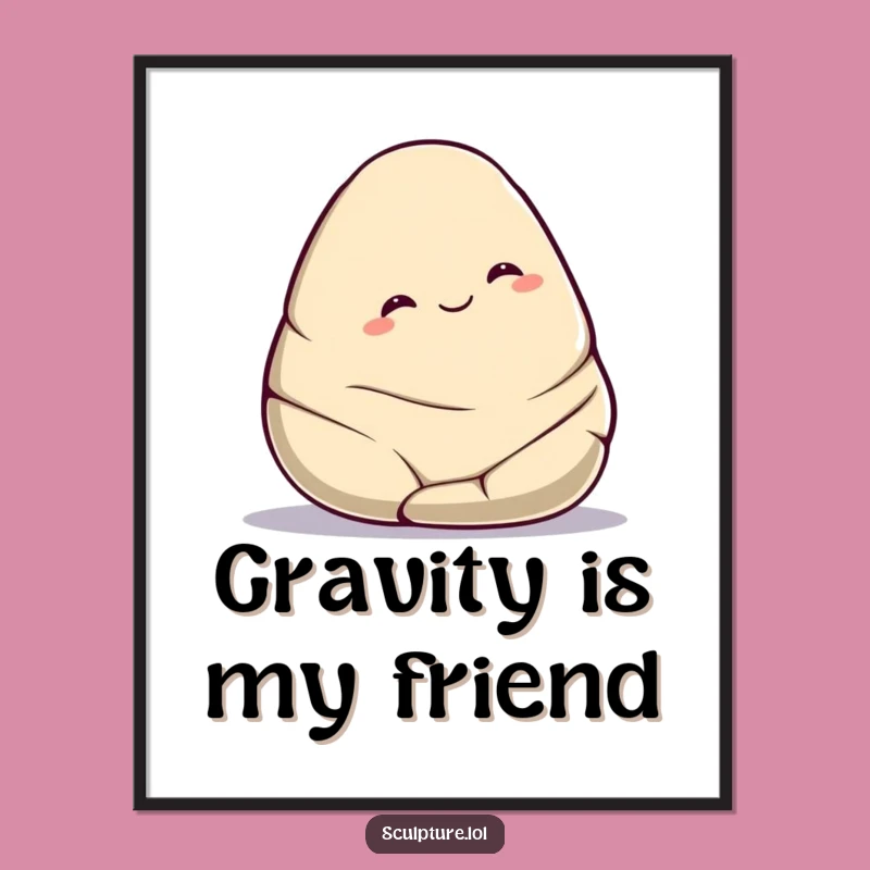 Funny Smooth Stone Digital Art: Contented Roll Print, Perfect Funny Gift