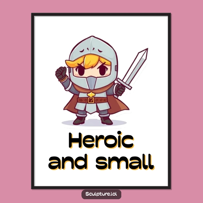 Funny Knight Tiny Sword Art Print - Instant Heroic Decor!