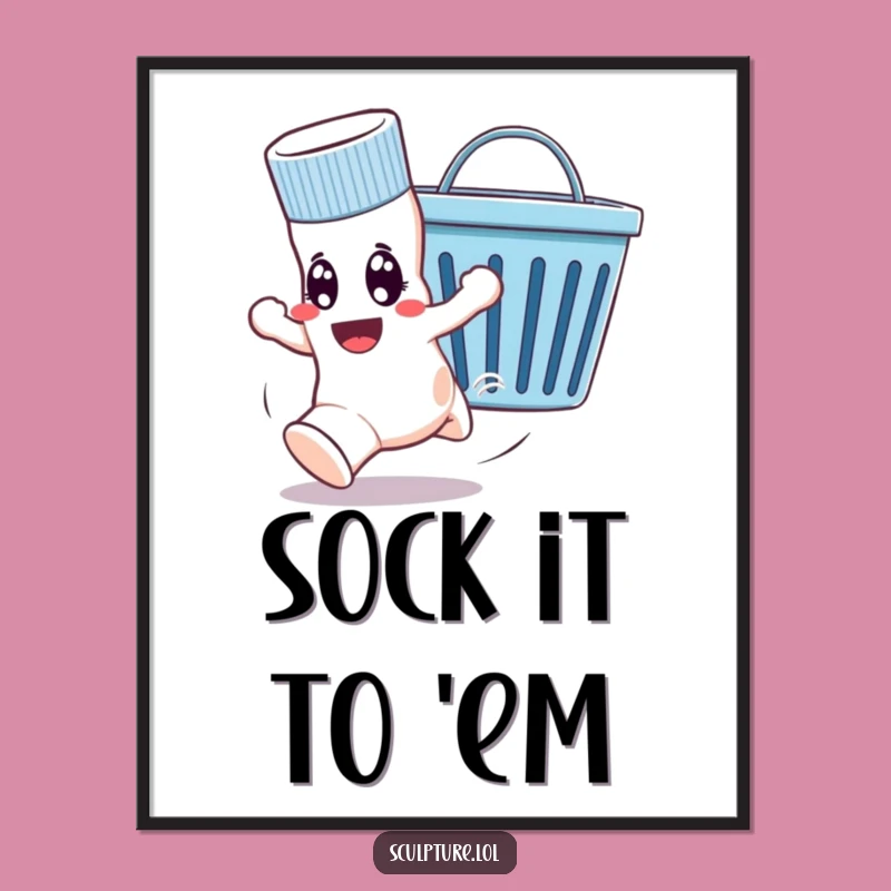 Funny Runaway Sock Digital Print: Hilarious Wall Art for Laundry Room, Perfect Funny Gift