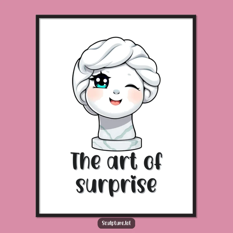 Funny Winking Statue Digital Art: Download Playful Marble Humor for Instant Wall Decor