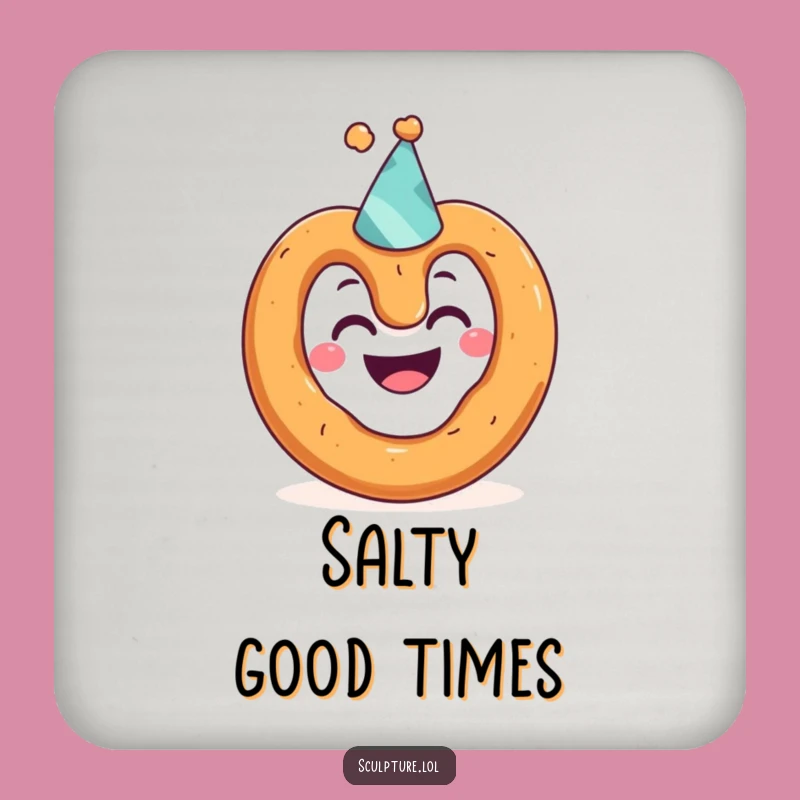 Funny Pretzel Party Hat Coaster: Protect Surfaces with Humorous Style!
