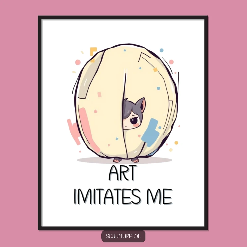 Funny Art Poster - Mischievous Character Behind Masterpiece