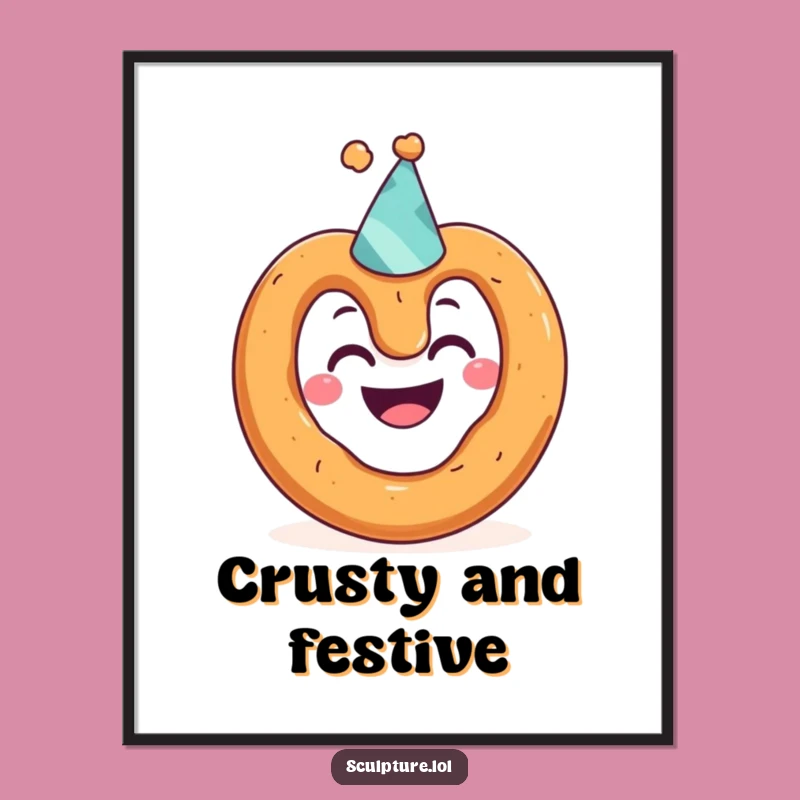 Funny Pretzel Party Hat Poster: Hilarious Wall Art for Your Space!