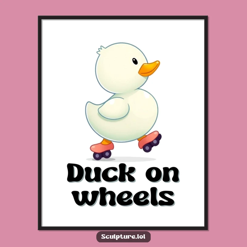 Funny Rubber Ducky Skates Poster: Bouncing Toy Art, Perfect Funny Gift