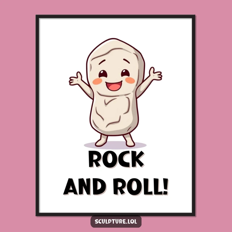 Funny Stone Figure Poster: Whimsical Wall Art for a Happy Vibe