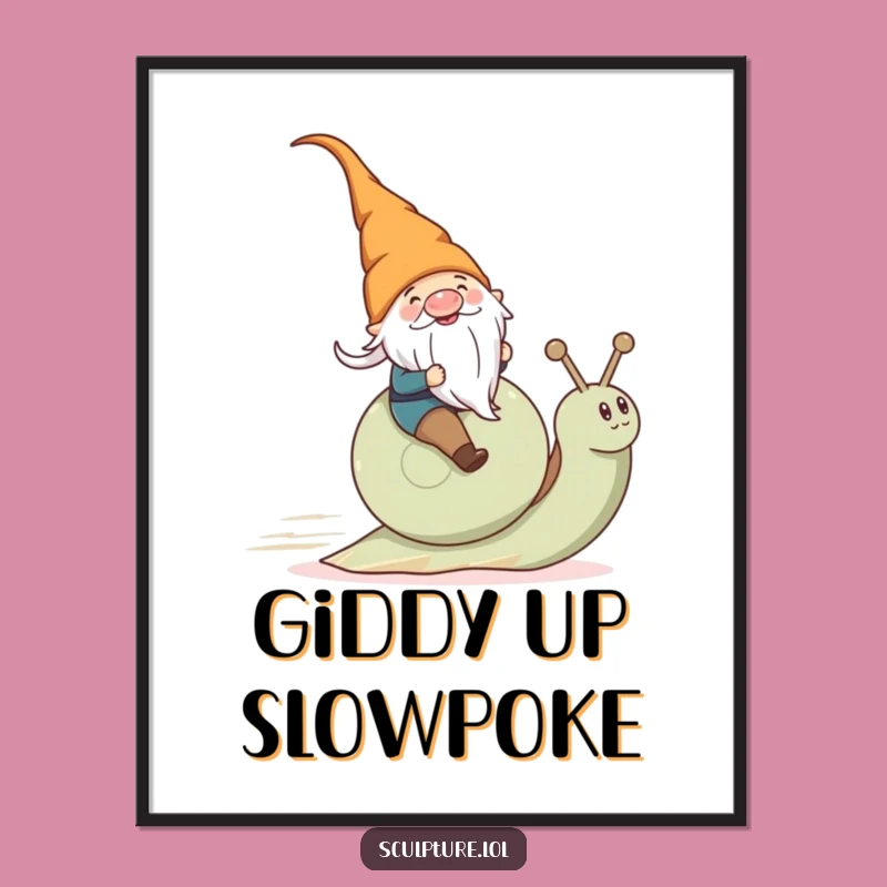 Funny Gnome Snail Poster: Vibrant Art, Perfect Room Decor Gift!