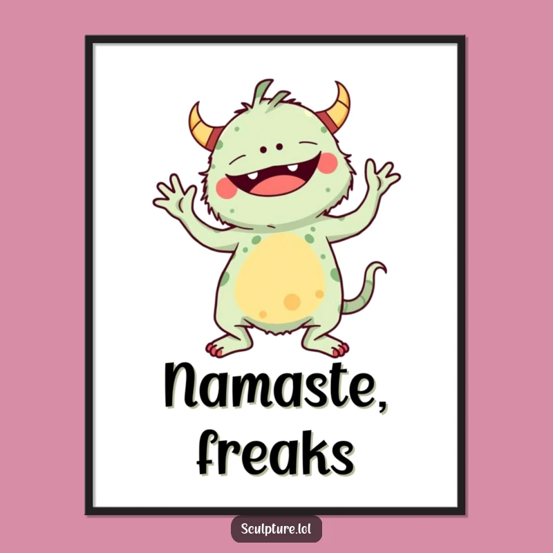 Funny Monster Yoga Poster: Walls That Bend with Laughter