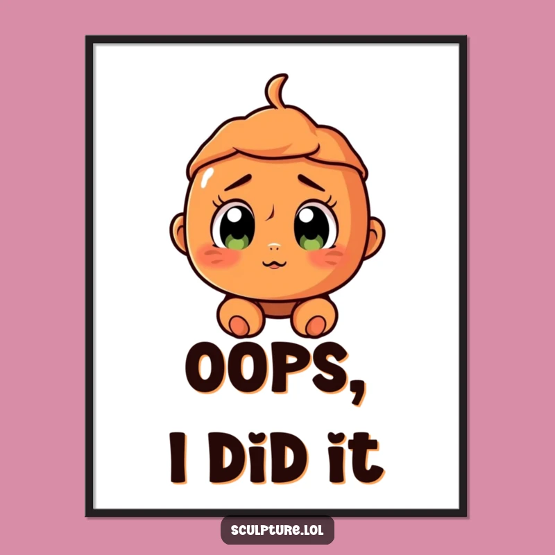 Funny Surprised Terracotta Character Poster - Vibrant Wall Art for a Humorous Home!