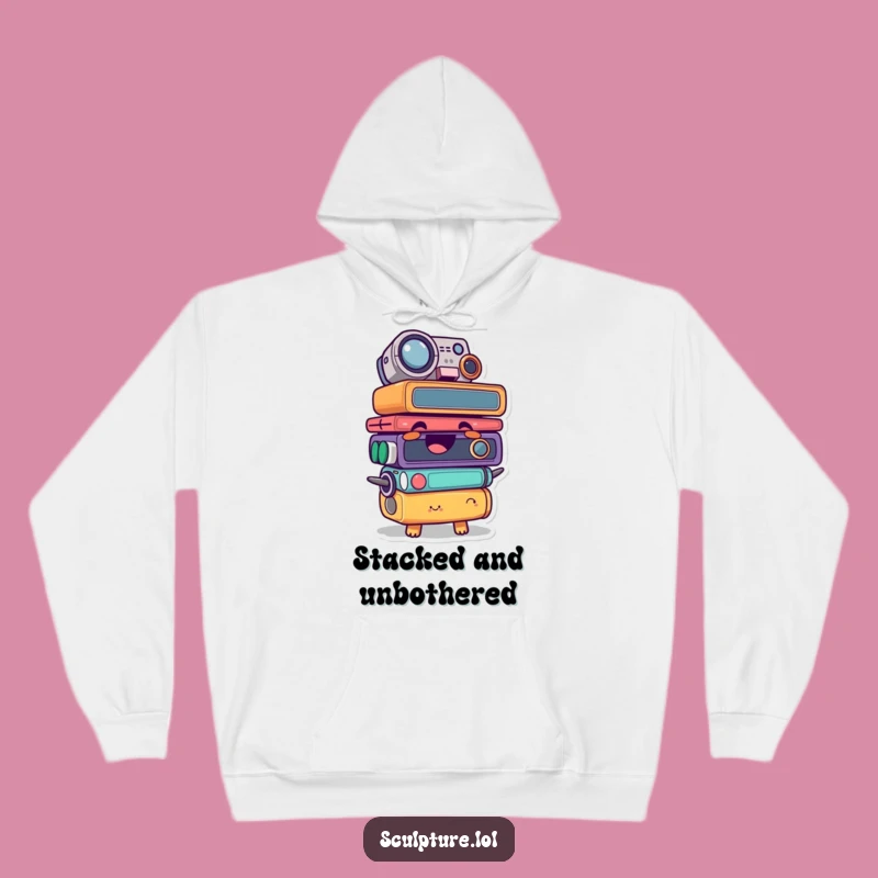 Cozy Funny Giggling Stacked Object Character Hoodie - Warm Comical Gift