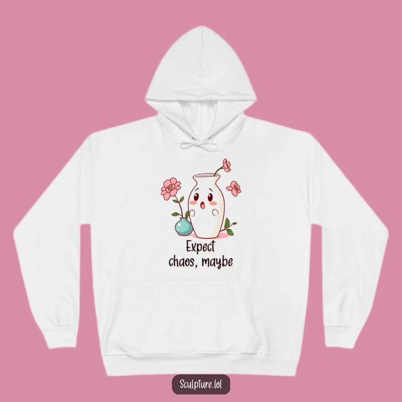 Funny Surprised Vase Hoodie: Stay Cozy and Comical with This Precarious Ceramic Art Sweatshirt
