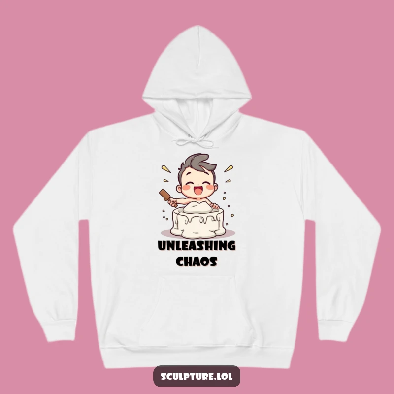 Cozy Funny Hoodie - Joyful Character Smashing Mold Design