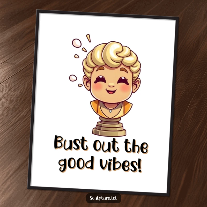 Funny Free Printable Wall Art: A classic bronze bust artfully exhaling a cheerful puff of air, bringing artistic humor to your walls.