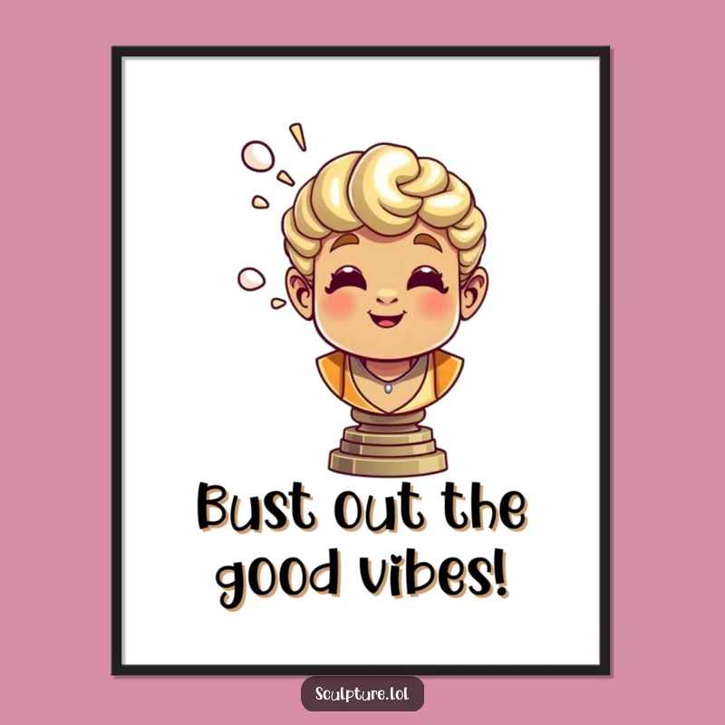 Funny Free Printable Wall Art: Cheerful Bronze Bust Puffs Air - Artistic Downloadable Decor