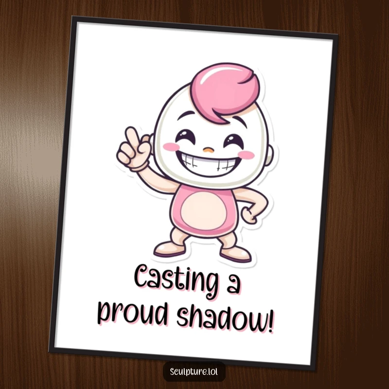 Funny Free Printable Wall Art: A grinning metal casting character strikes a proud, heroic pose, full of personality.