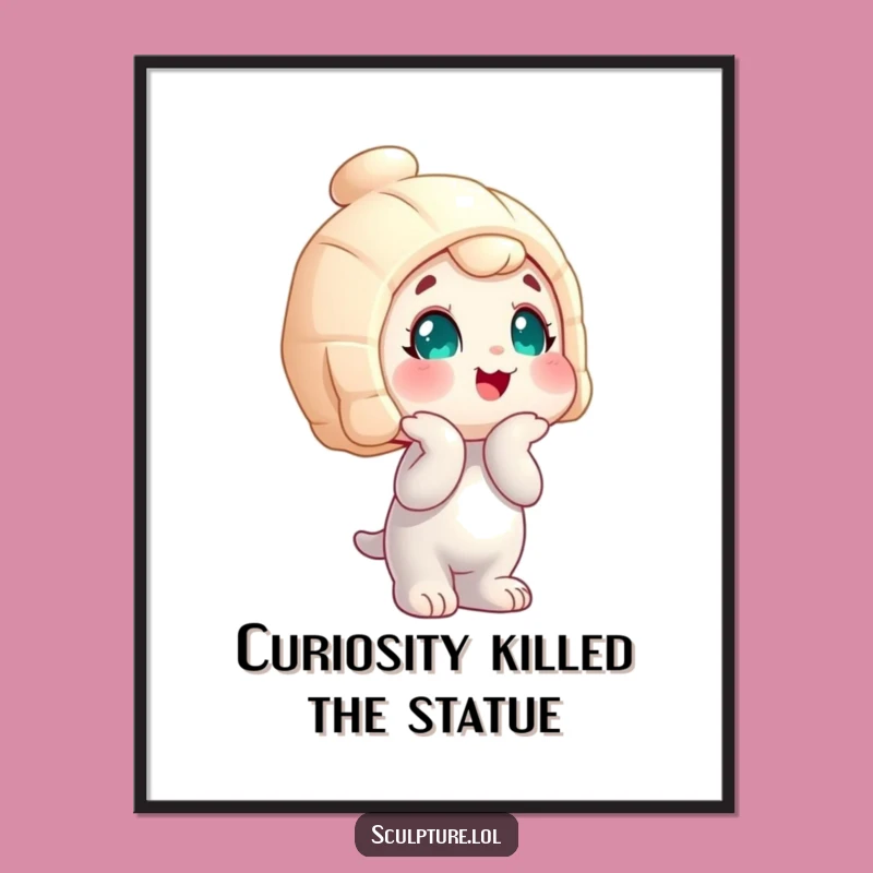 Free Printable Wall Art: Curious Wobbly Statue's Quirky Humor - Funny Downloadable Decor