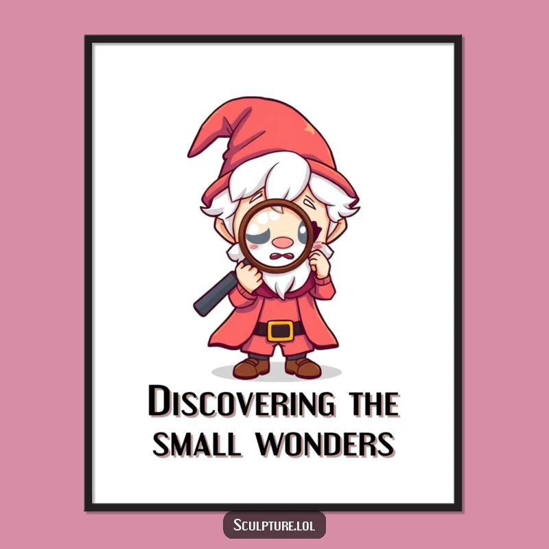 Funny Free Printable Wall Art: Curious Tiny Wizard Magnifying Glass for Downloadable Decor